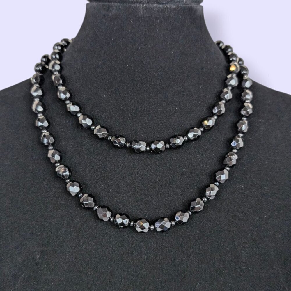 Vintage Long Glass Beaded Necklace